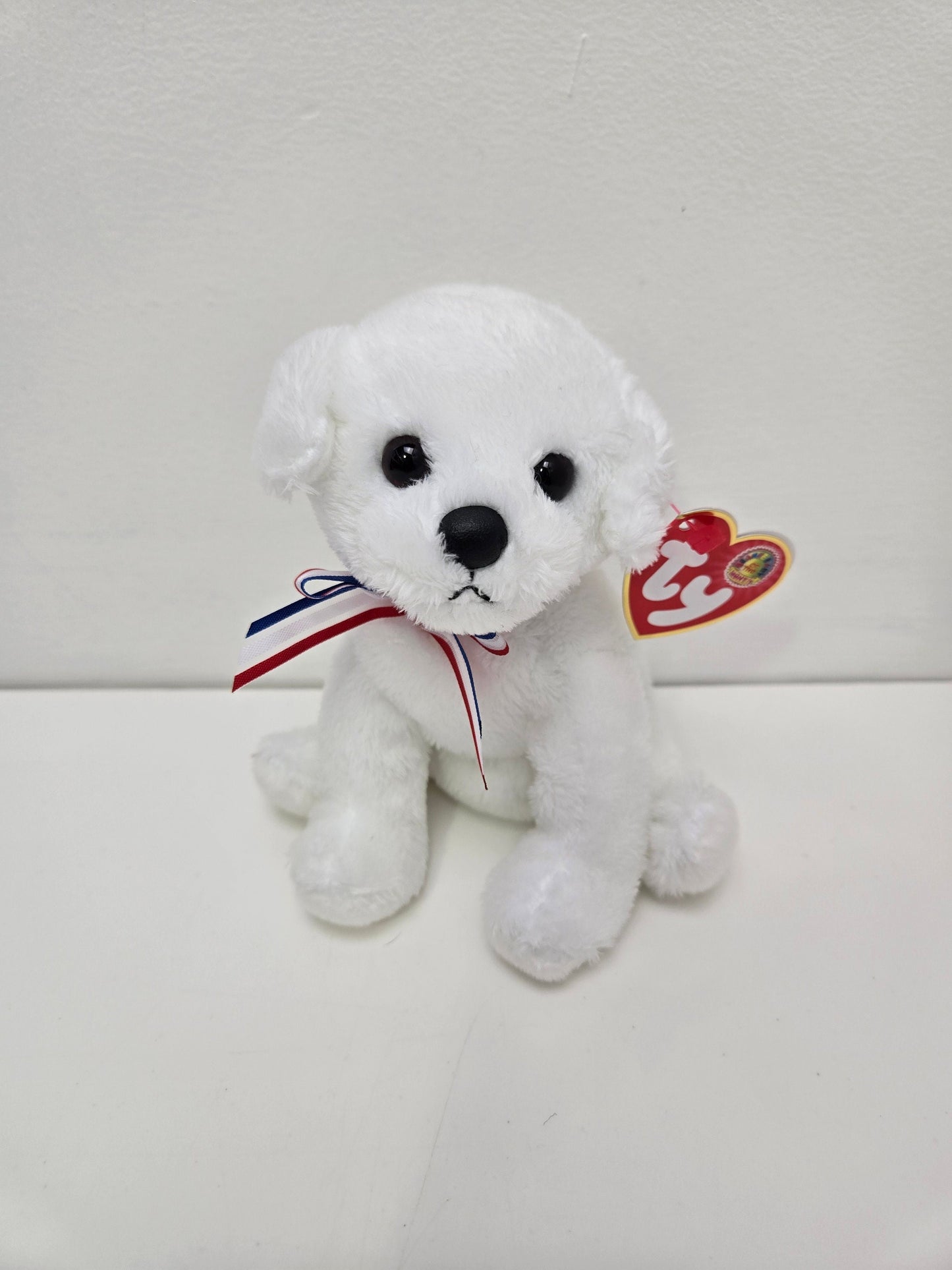 Ty Beanie Baby “Fireworks” the White 4th of July Dog! Beanie Baby of the Month! (5 inch)