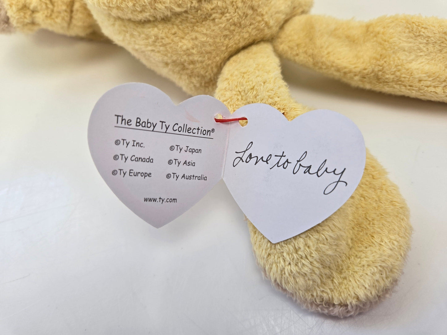 Ty Baby Line “Love to Baby” the Bear with Bunny Ear Yellow Pajamas - Removable - *Smaller Version* (7 inch)