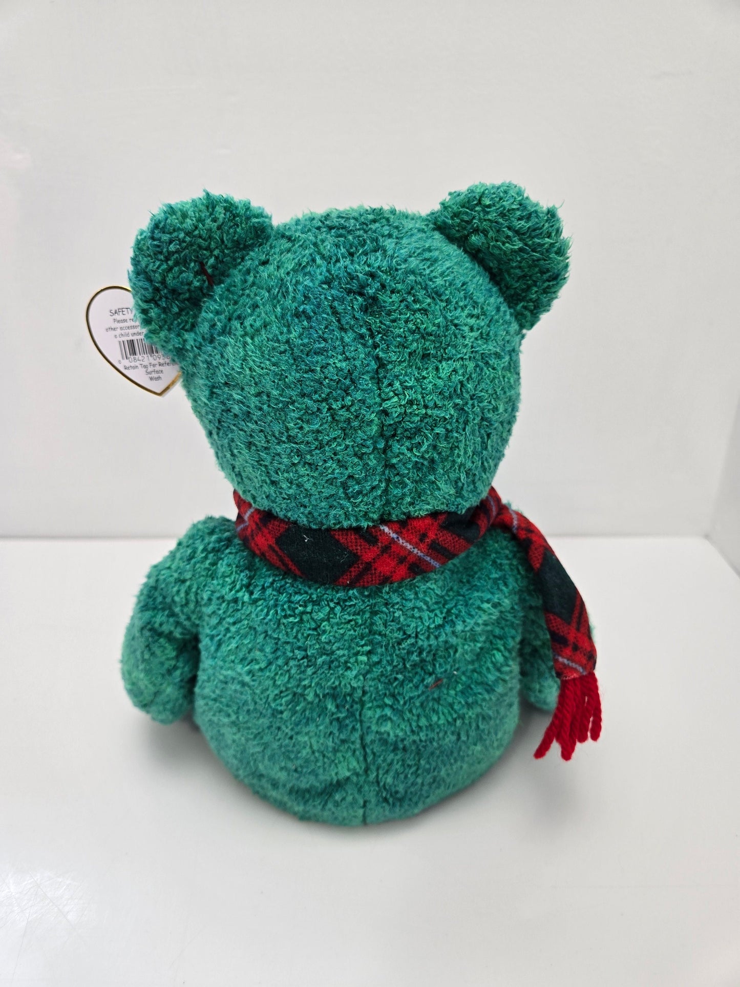 Ty Beanie Buddy “Wallace” the Green Holiday Bear Wearing Plaid Scarf (13.5 inch)