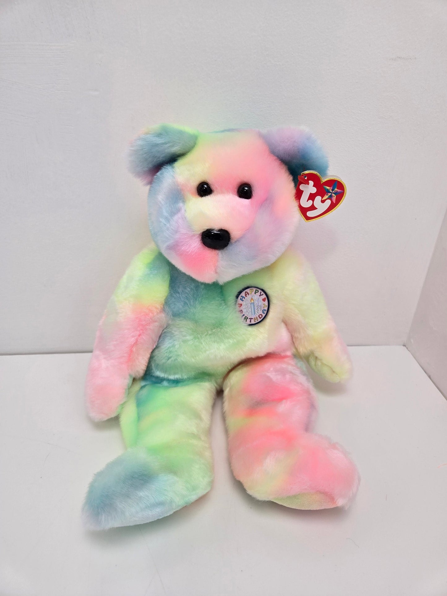 Ty Beanie Buddy “B.B. Bear” the Happy Birthday Tie-Dye Bear - Exact Colours Vary (14 inch)