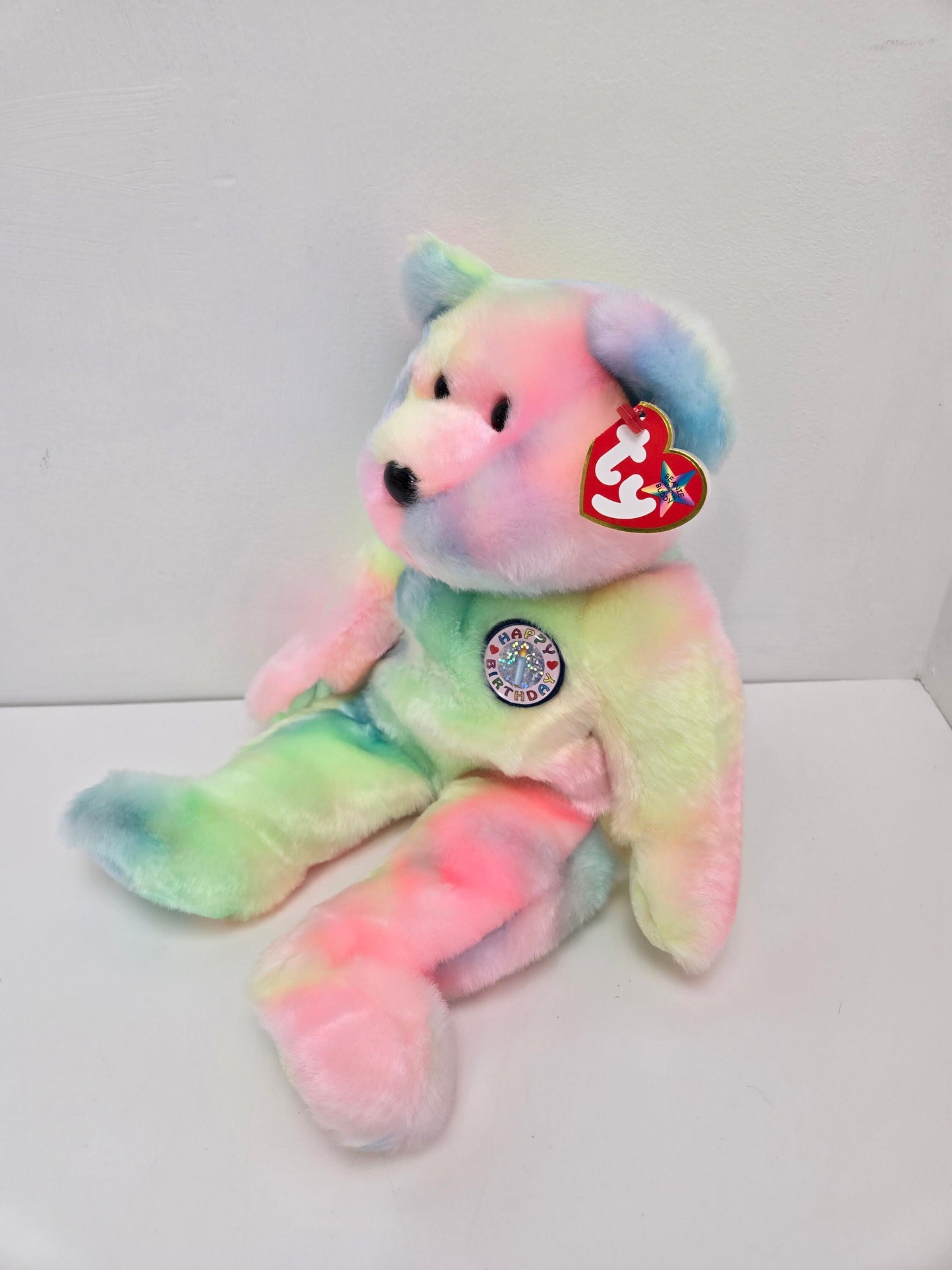 Ty Beanie Buddy “B.B. Bear” the Happy Birthday Tie-Dye Bear - Exact Colours Vary (14 inch)