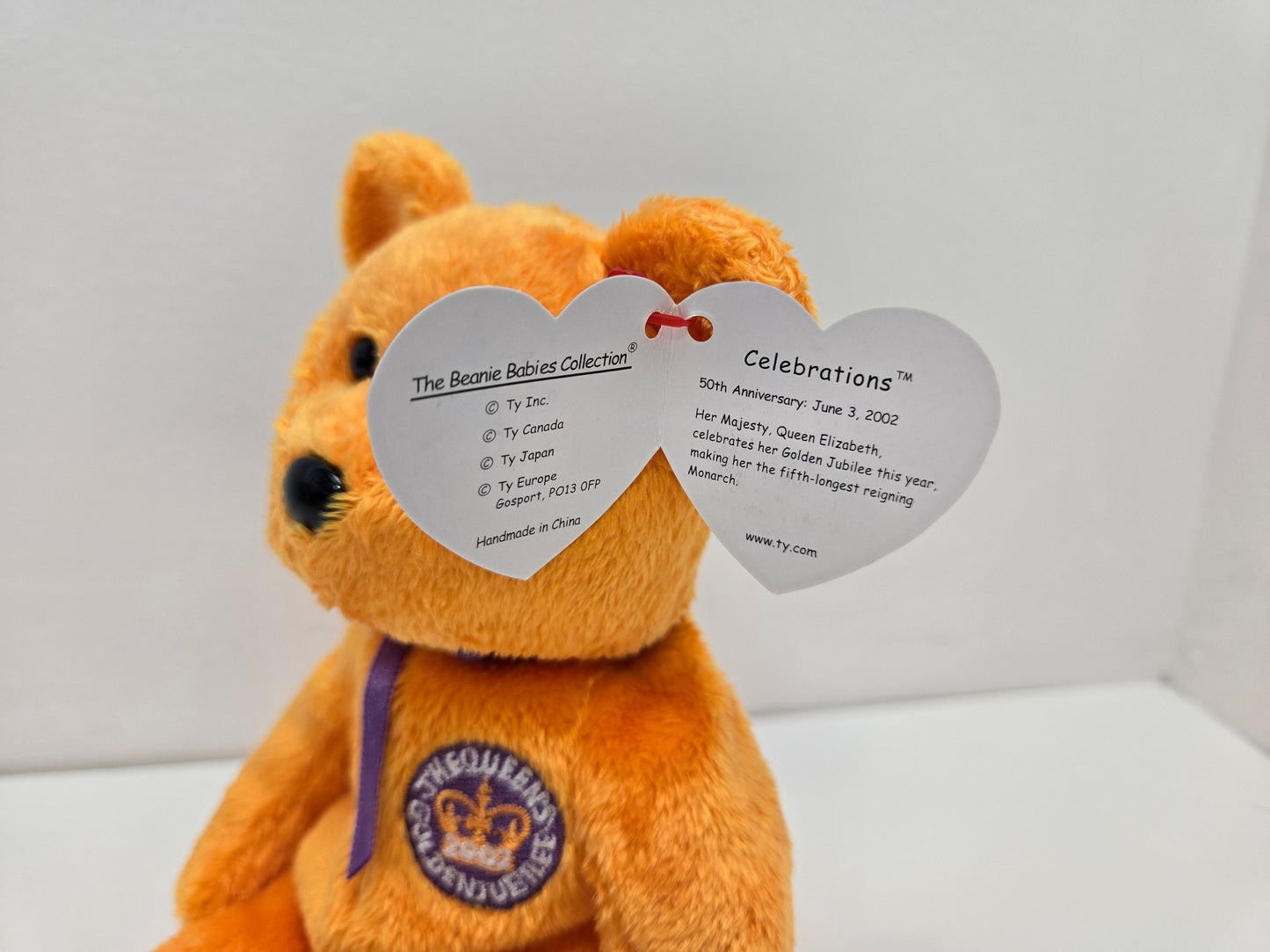 Ty Beanie Baby “Celebrations” the Highly Sought After Queen Elizabeth 50th Anniversary Golden Jubilee Bear - Country Exclusive