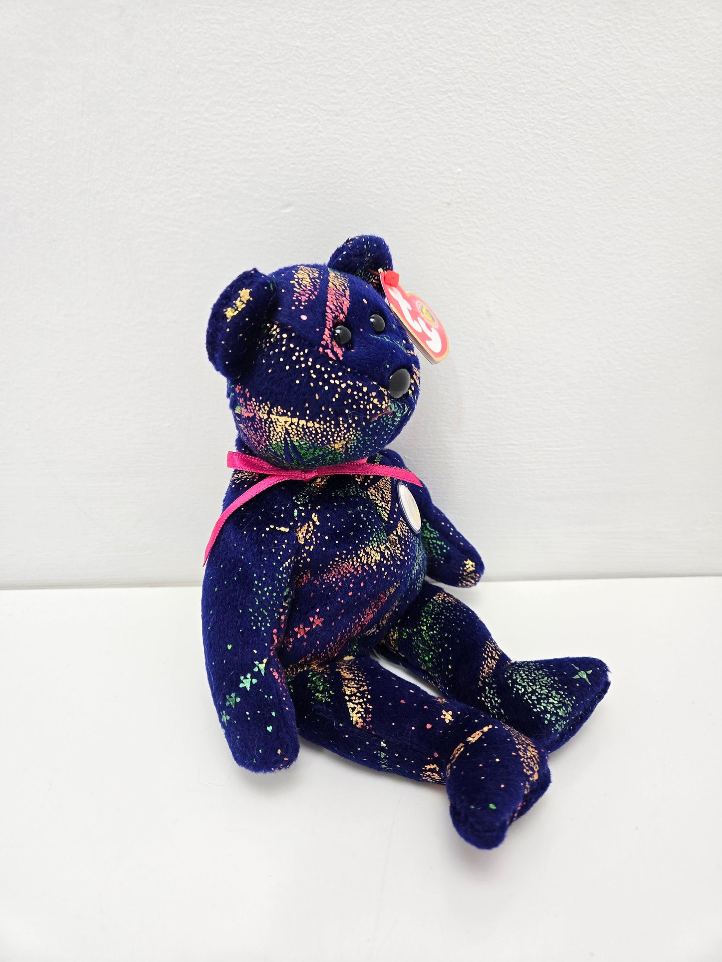 Ty Beanie Baby “Comet” the GORGEOUS dark blue bear with multi coloured sparkles *Sparkles will vary bear to bear* (8.5 inch)