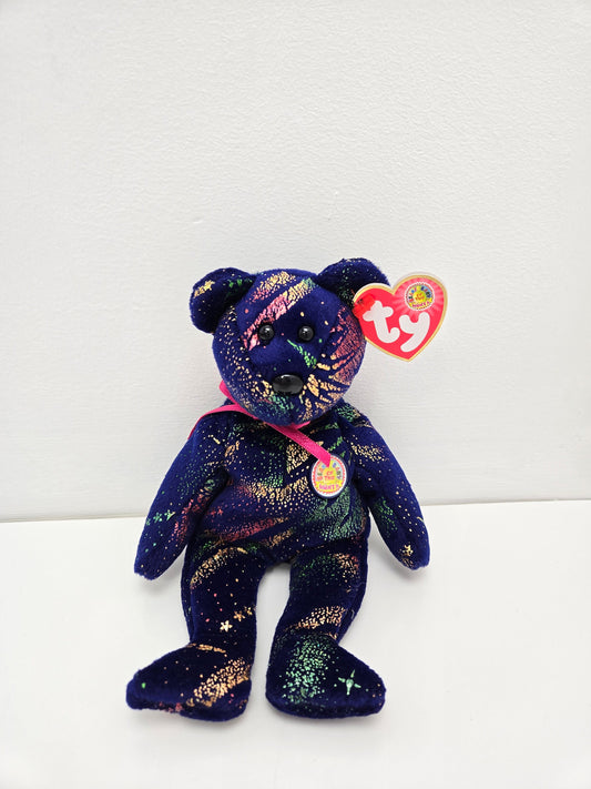 Ty Beanie Baby “Comet” the GORGEOUS dark blue bear with multi coloured sparkles *Sparkles will vary bear to bear* (8.5 inch)