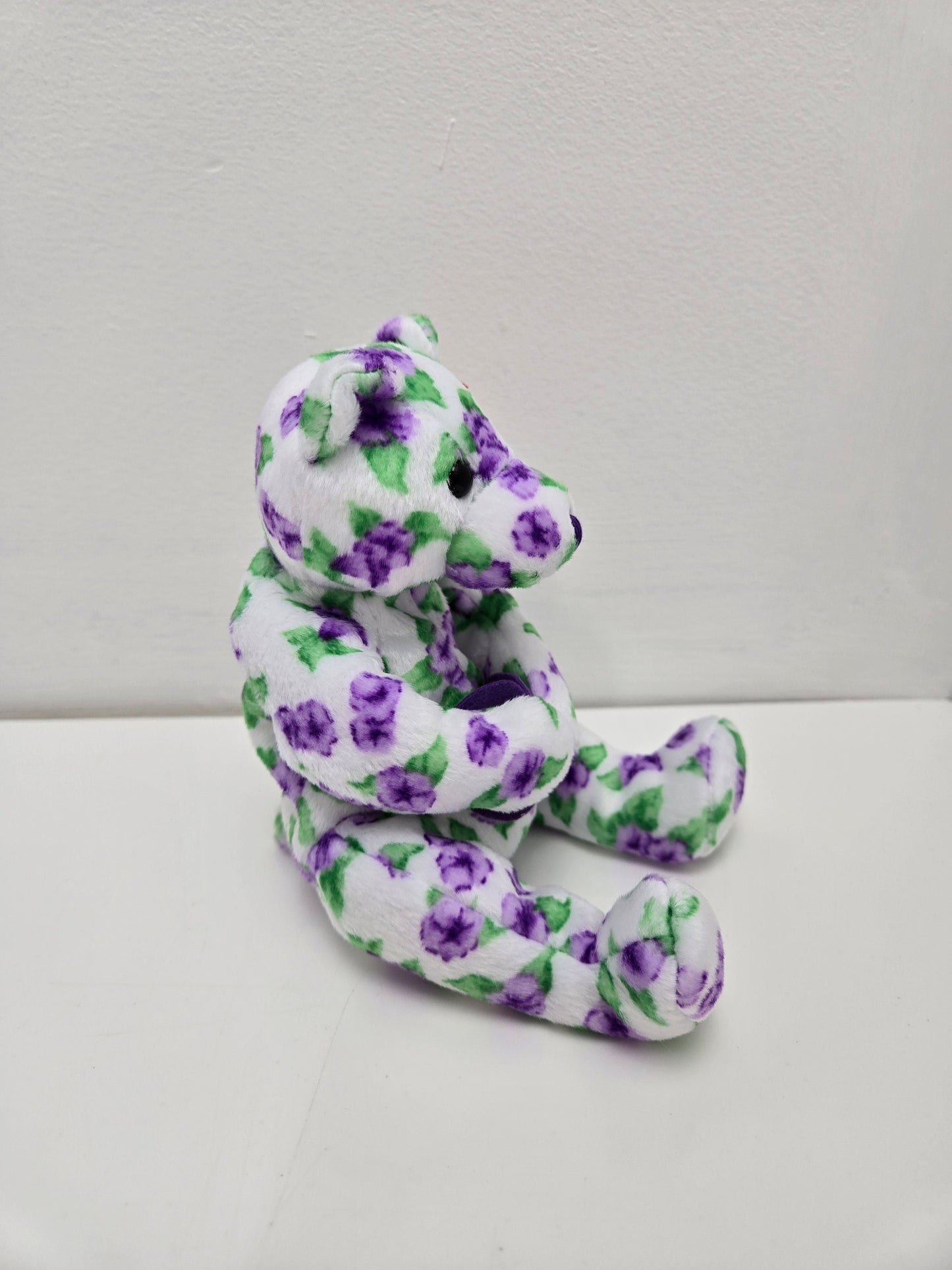 Ty Beanie Baby “Corsage” the Purple Floral Bear (7 inch)