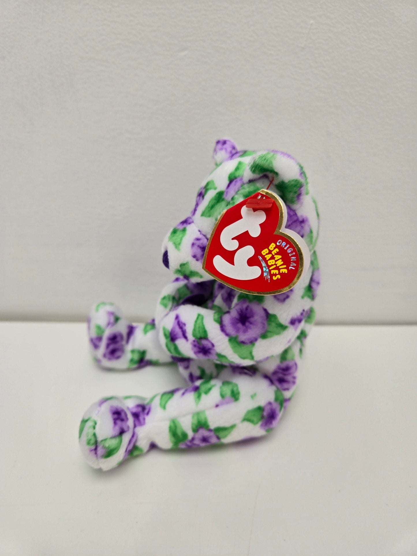 Ty Beanie Baby “Corsage” the Purple Floral Bear (7 inch)