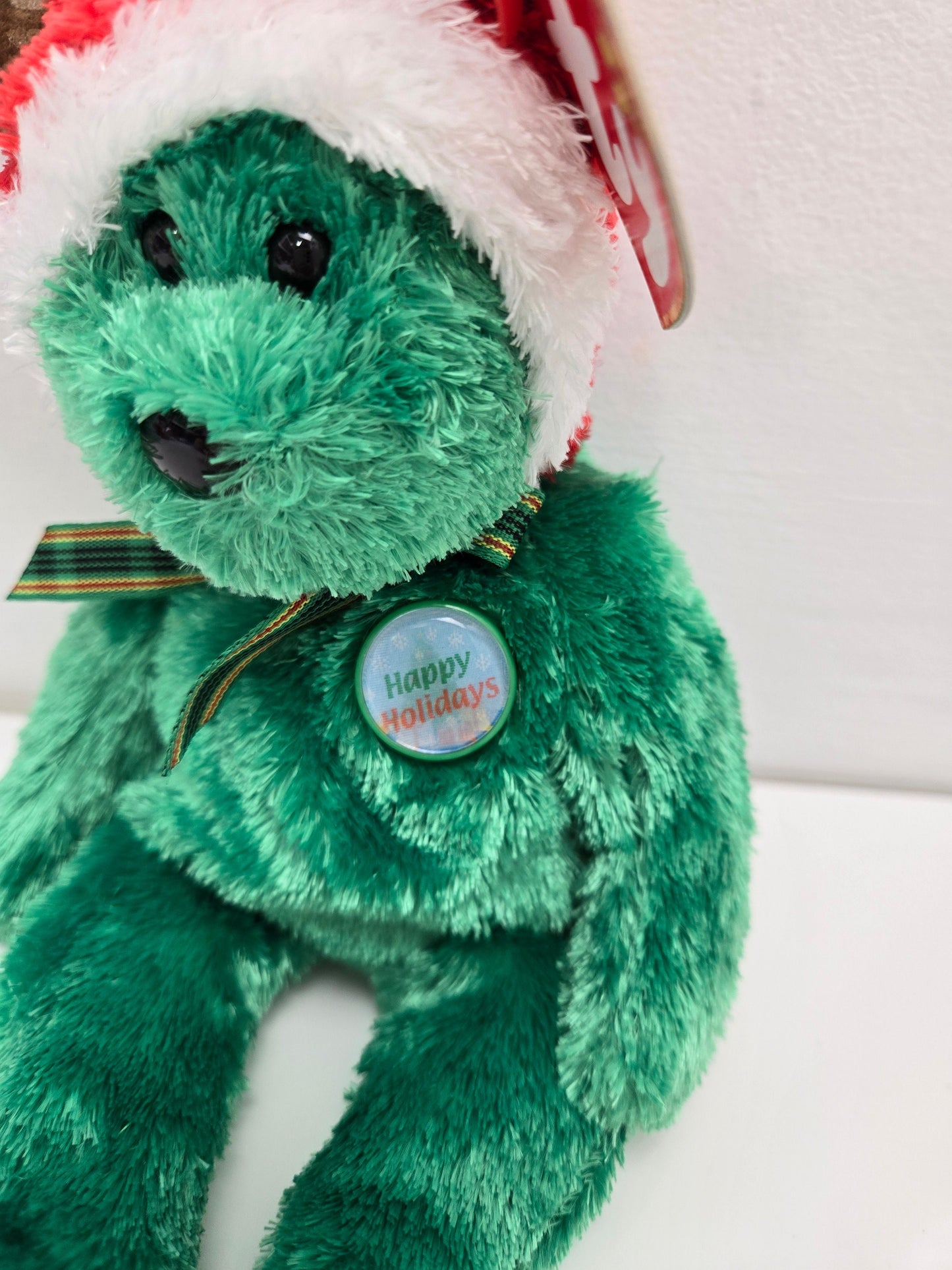 Ty Beanie Baby “2002 Holiday Teddy” the Green Reindeer Bear (8.5 inch)