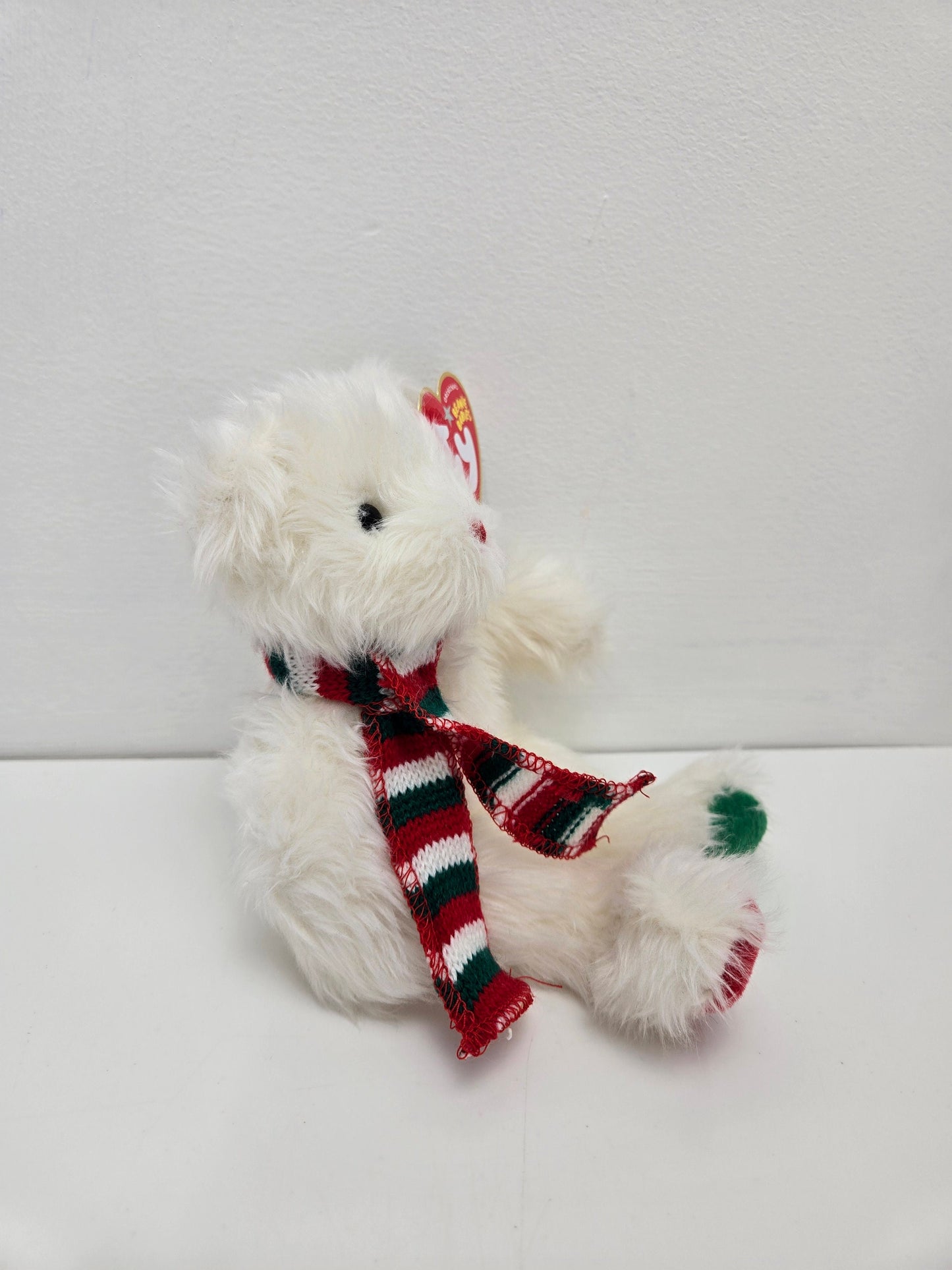 Ty Beanie Baby “Muffler” the White Bear wearing scarf - Ty Store Exclusive (8 inch)