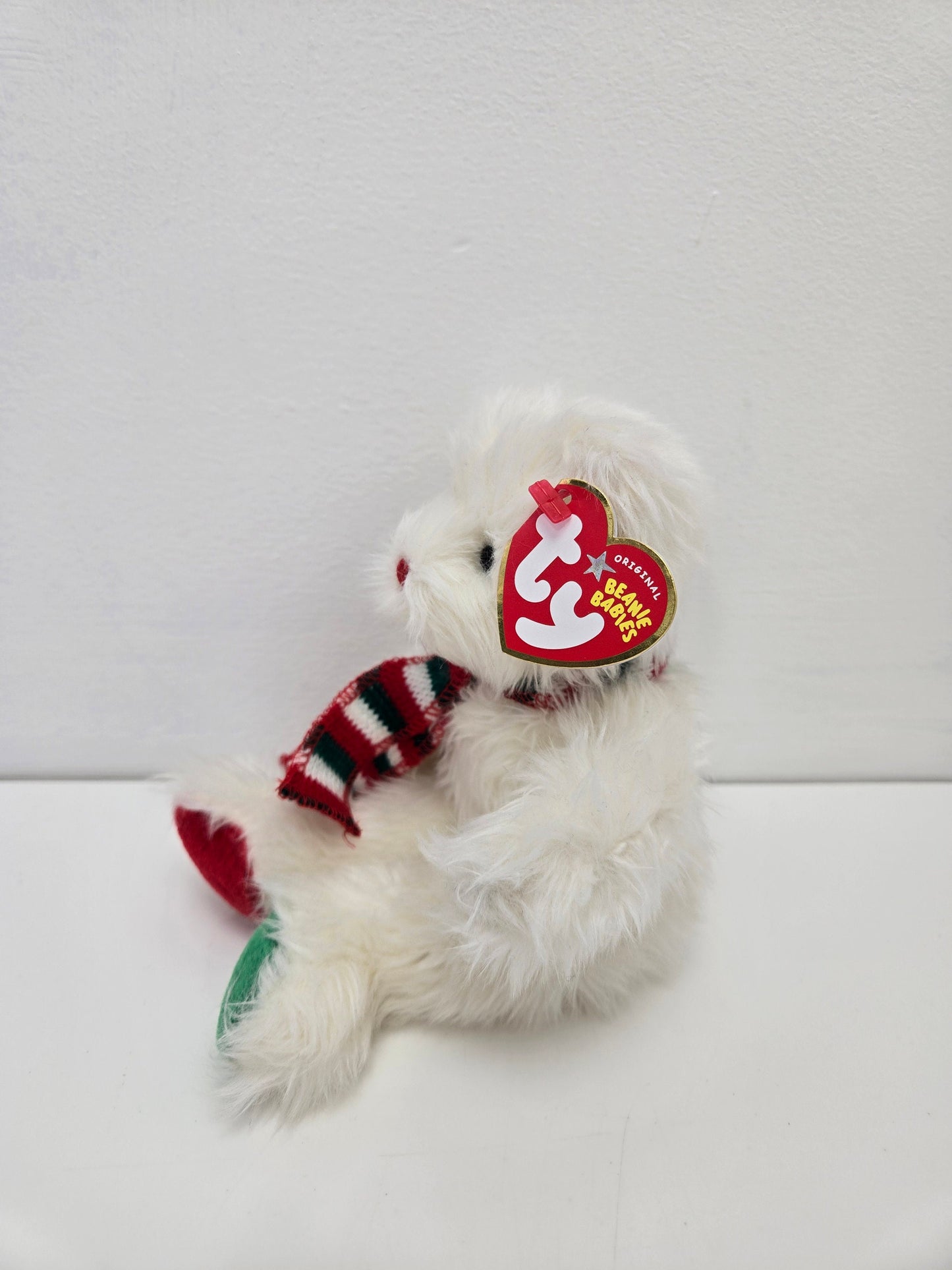 Ty Beanie Baby “Muffler” the White Bear wearing scarf - Ty Store Exclusive (8 inch)