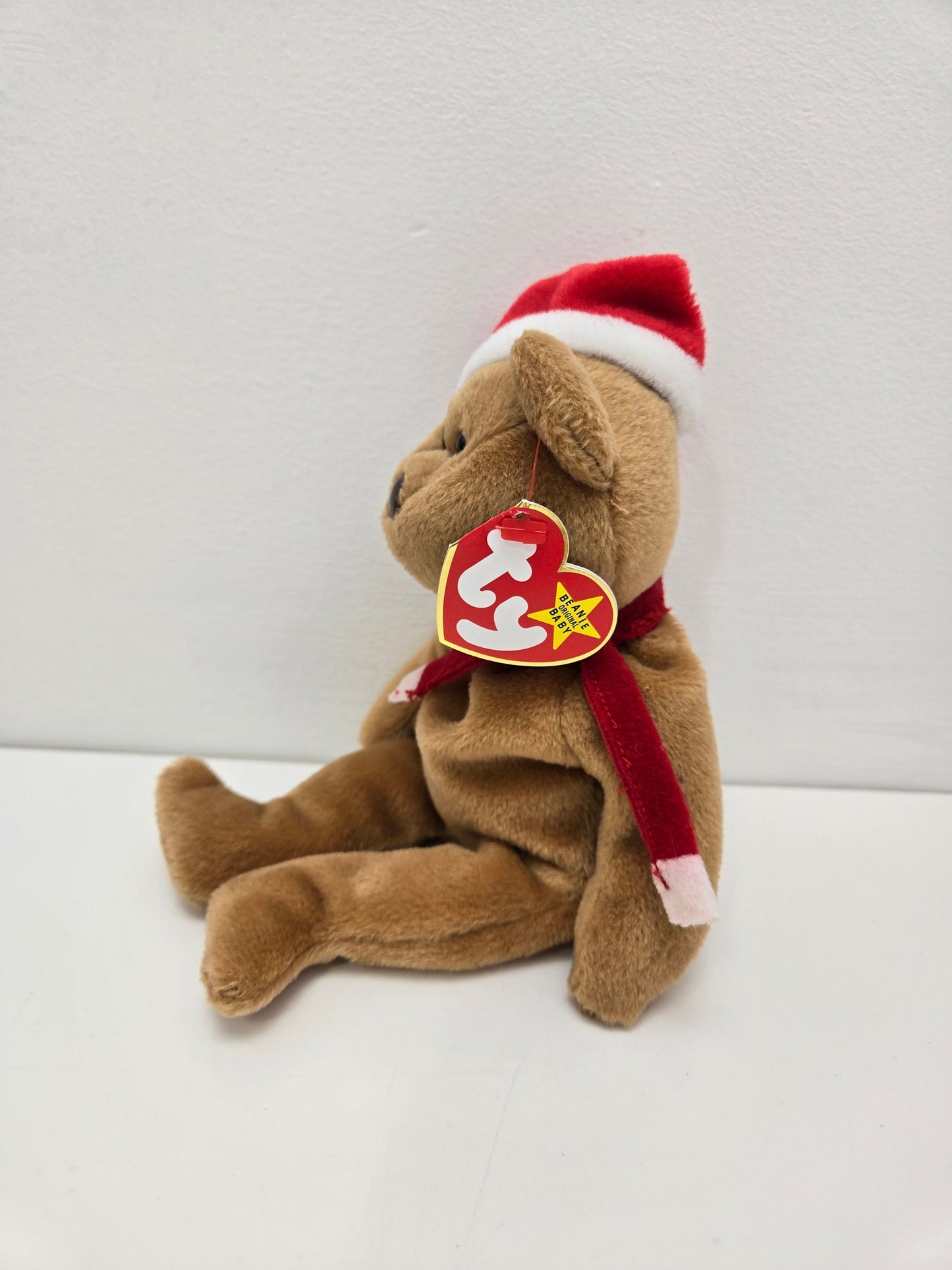 Ty Beanie Baby “1997 Holiday Teddy” the Christmas Bear wearing Santa Hat and Scarf (8.5 inch)