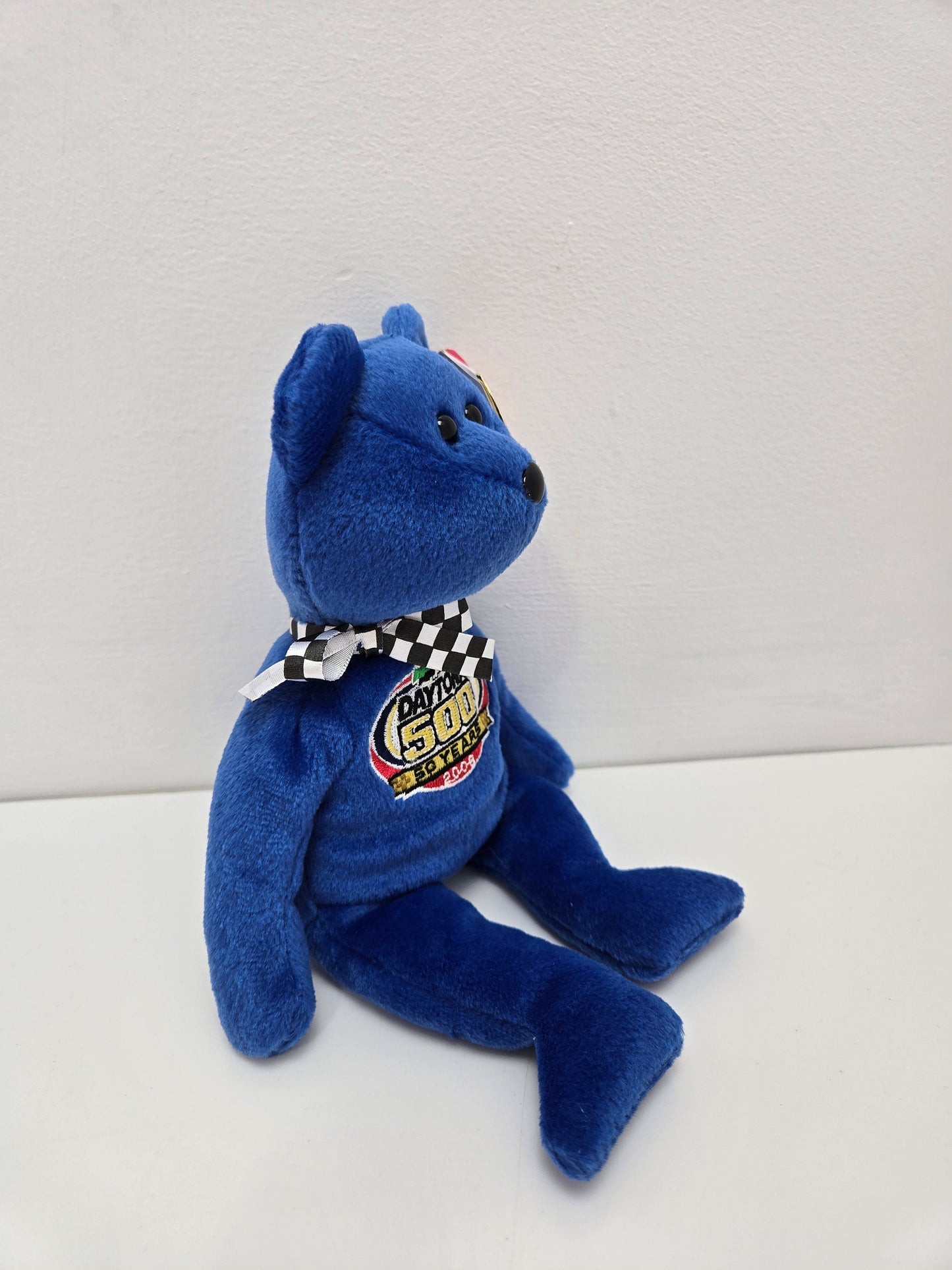 Ty Beanie Baby “Racing Gold” the Blue Nascar Daytona 500 Bear (8.5 inch)