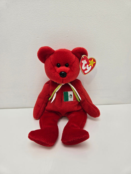 Ty Beanie Baby “Osito” the Red Mexico Bear wearing the Mexican flag proudly! (8.5 inch)