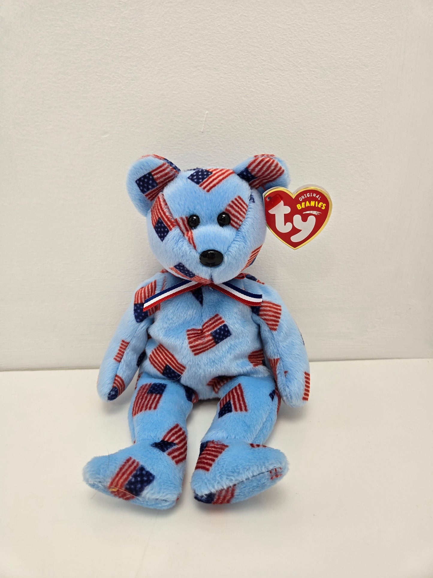 Ty Beanie Baby “Union” the United States Bear - USA Flag print - Black Nose Version (8.5 inch)