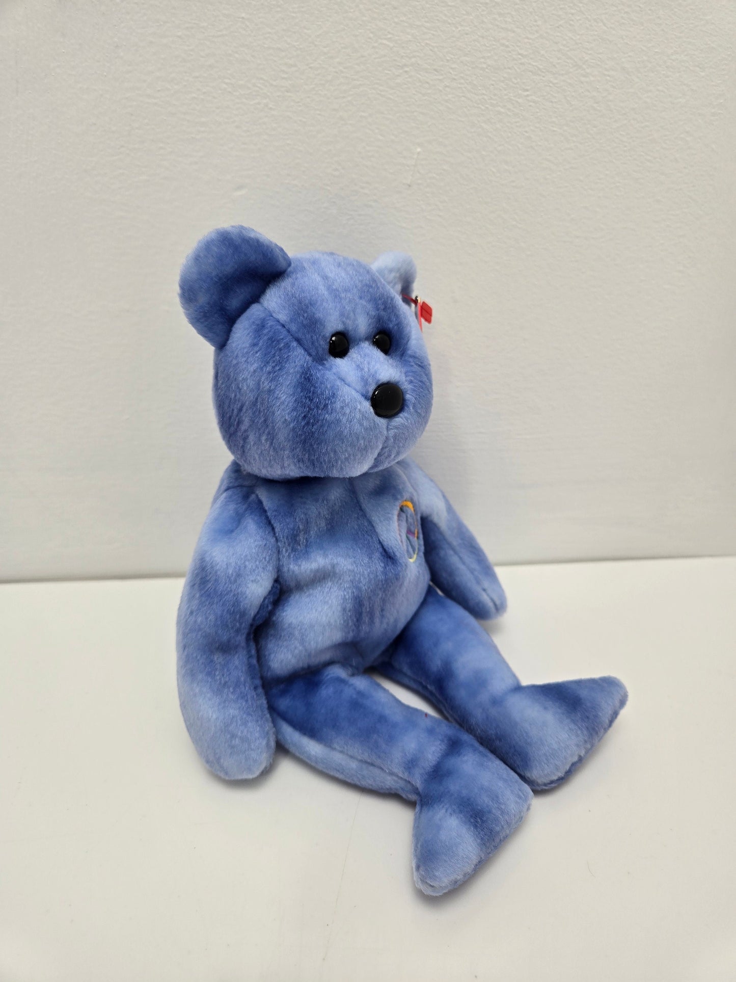 Ty Beanie Baby “Peace” the Blue Bear - Non Coloured Peace Sign! (8.5 inch)