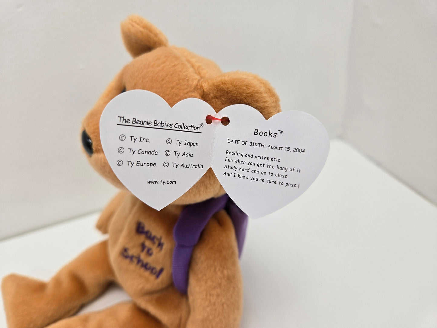 Ty Beanie Baby “Books” the Adorable Back to School Bear - Purple Version! (8.5 inch)