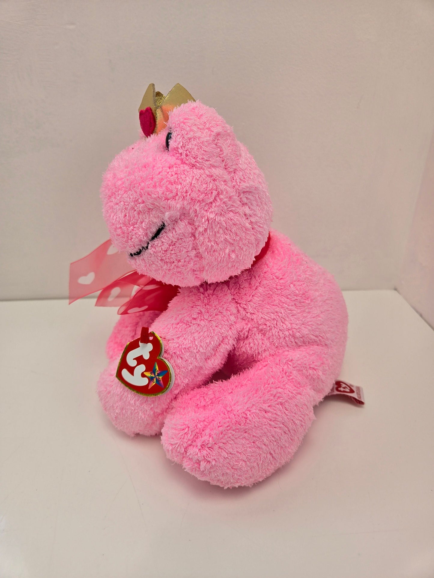 Ty Beanie Buddy “Kissable” the Pink Frog with Gold Crown *Rare* (10 inch)