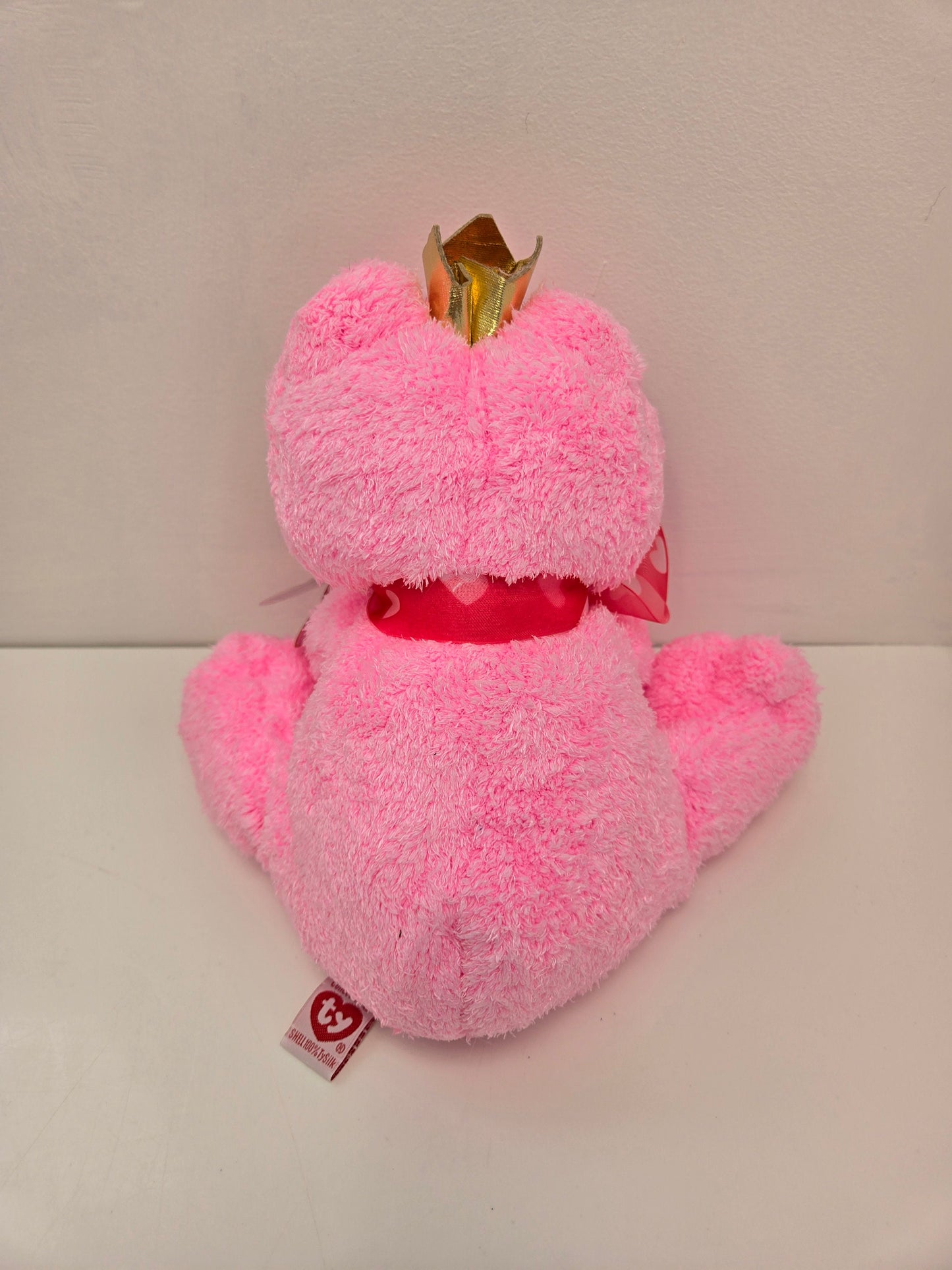 Ty Beanie Buddy “Kissable” the Pink Frog with Gold Crown *Rare* (10 inch)