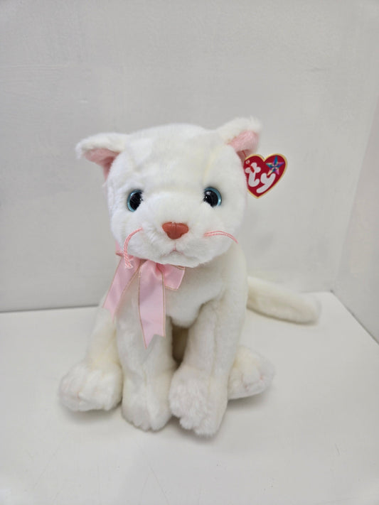 TY Beanie Buddy “Flip” the Super Cute White Cat Plush With Pink Bow! (9.5 inch)