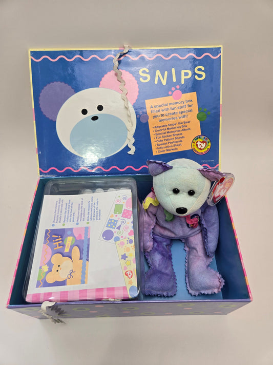 Ty Beanie Baby “Snips” the Bear with Memory Box and Extras!