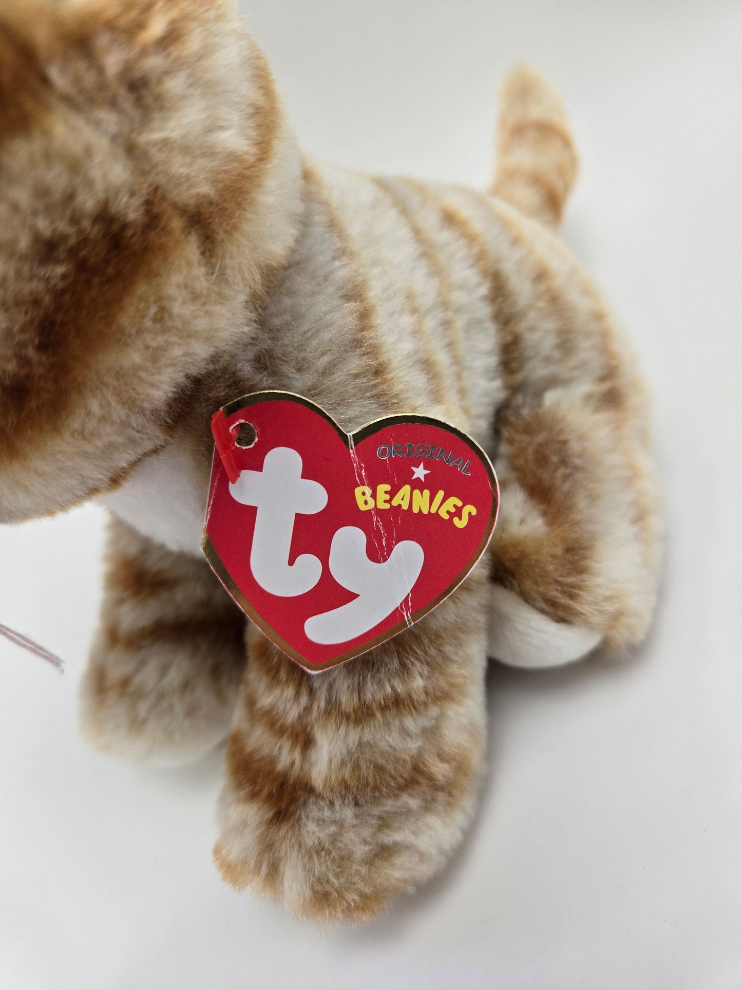 Ty Beanie Baby “Cleo” the Adorable Tabby Cat - Creased Tag (6 inch)