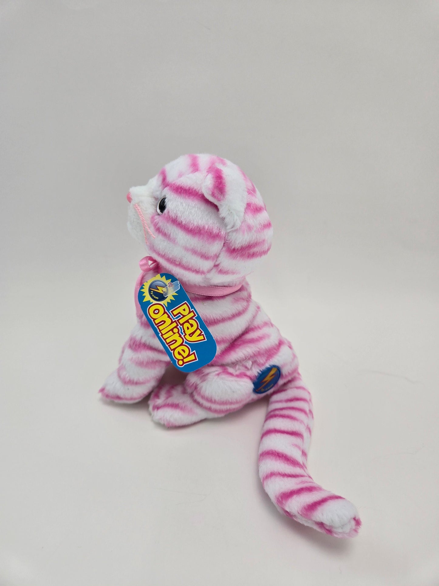 TY Beanie Baby “Purry” the Pink and White Striped Cat Plush (6 inch)