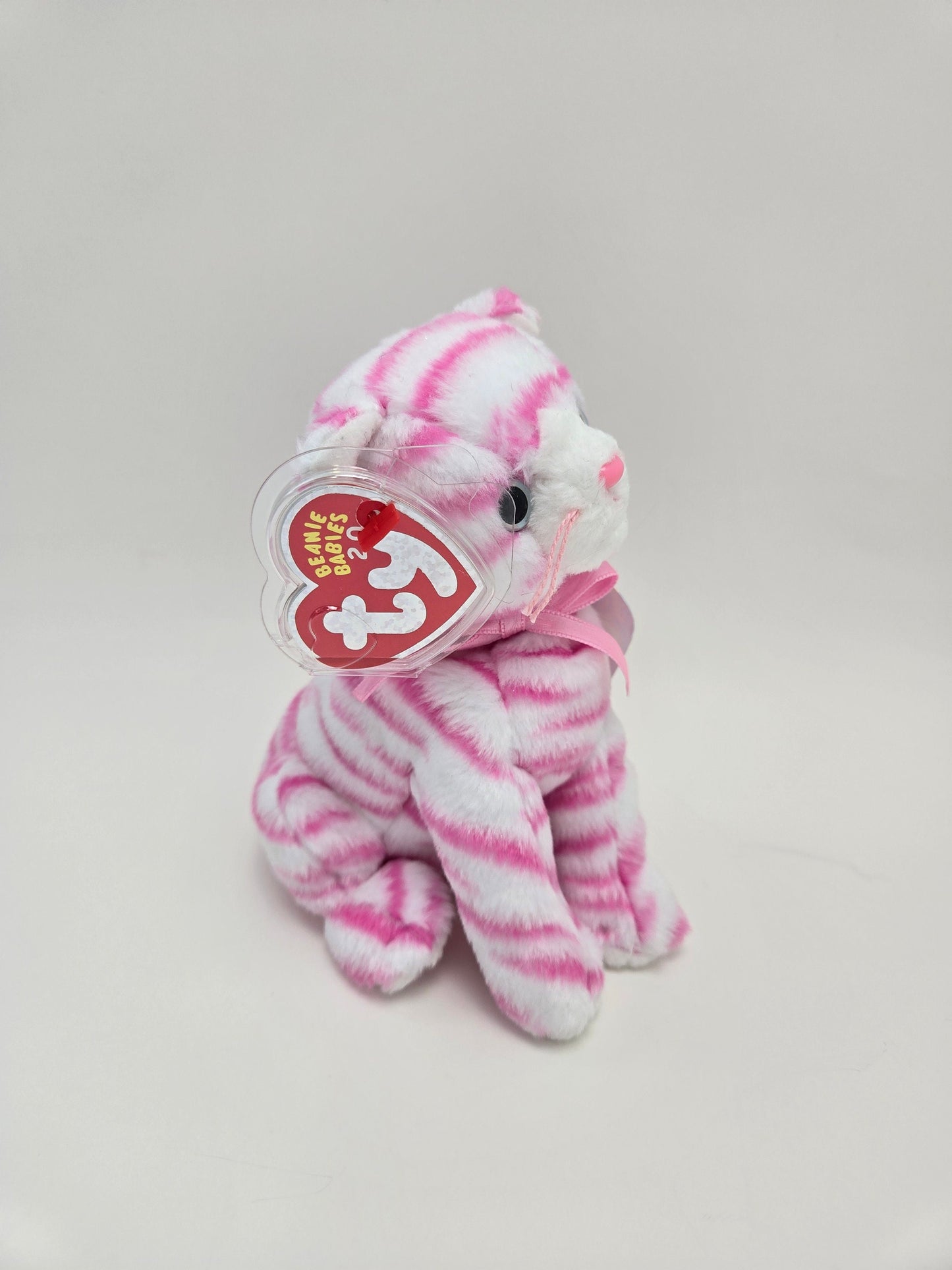 TY Beanie Baby “Purry” the Pink and White Striped Cat Plush (6 inch)