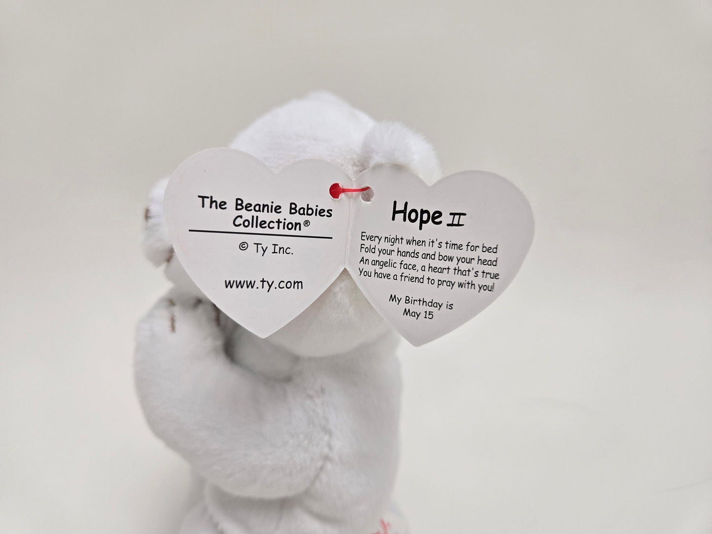 Ty Beanie Babies 30th Anniversary Beanie Hope II the White Praying Bear - Limited Production!