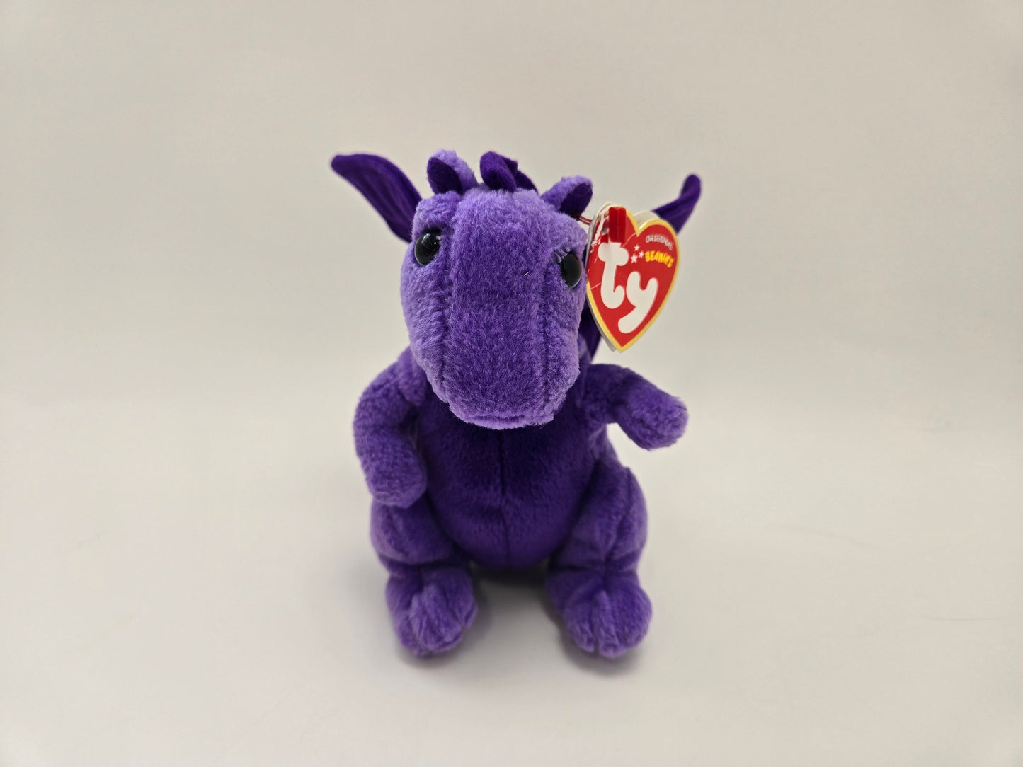 TY Beanie Baby “Dwynwen” the Purple Dragon - UK Exclusive - Creased Hang Tag *Rare* (8 inch)