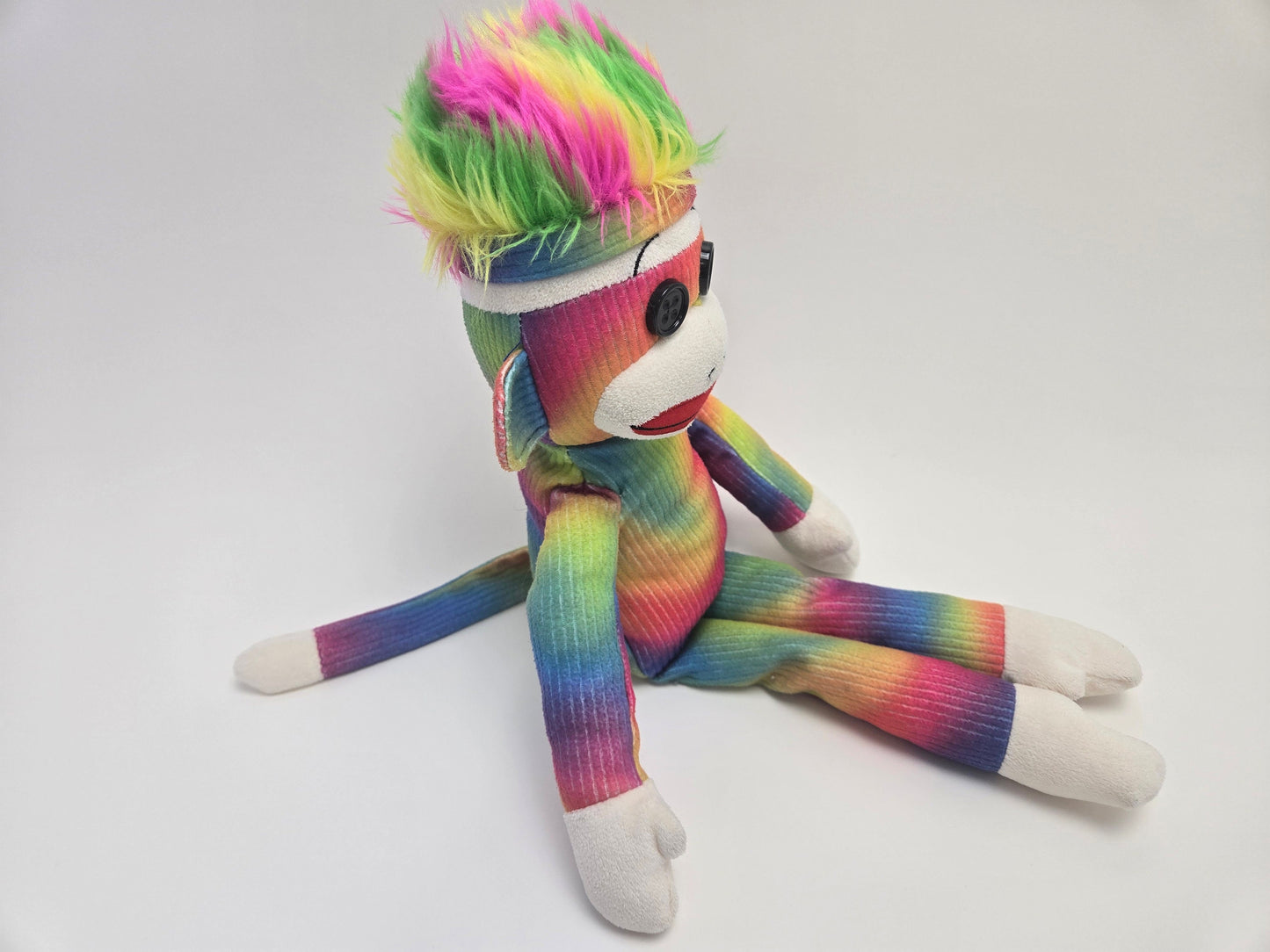 Ty Beanie Buddy “Rainbow Sock Monkey” the Adorable Sock Monkey Non Mint Tag *Rare* (12  inch)