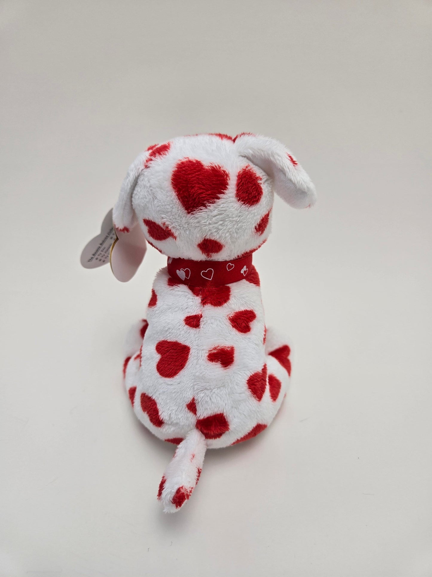 Ty Beanie Baby “Lovely” the White Dog Covered in Red Hearts (6 inch)