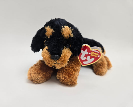 Ty Beanie Baby “Brutus” the Puppy Dog Rottweiler - Rare Laying Down Version *Rare* (7 inch)