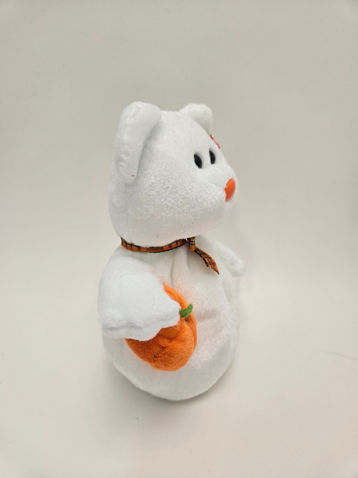 Ty Beanie Baby “Phantom” the Ghost Bear with Pumpkin Borders Exclusive (7 inch)