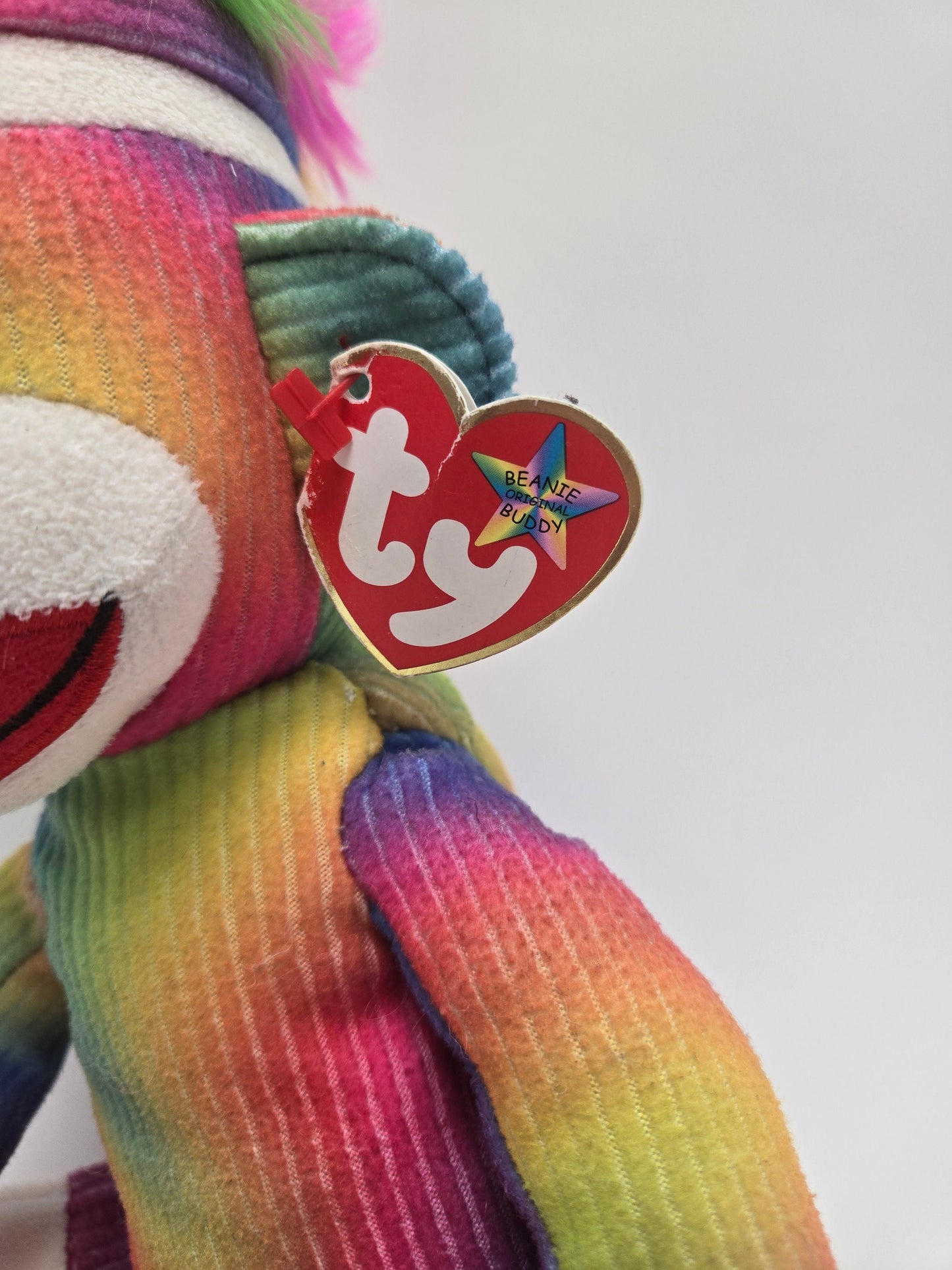 Ty Beanie Buddy “Rainbow Sock Monkey” the Adorable Sock Monkey Non Mint Tag *Rare* (12  inch)