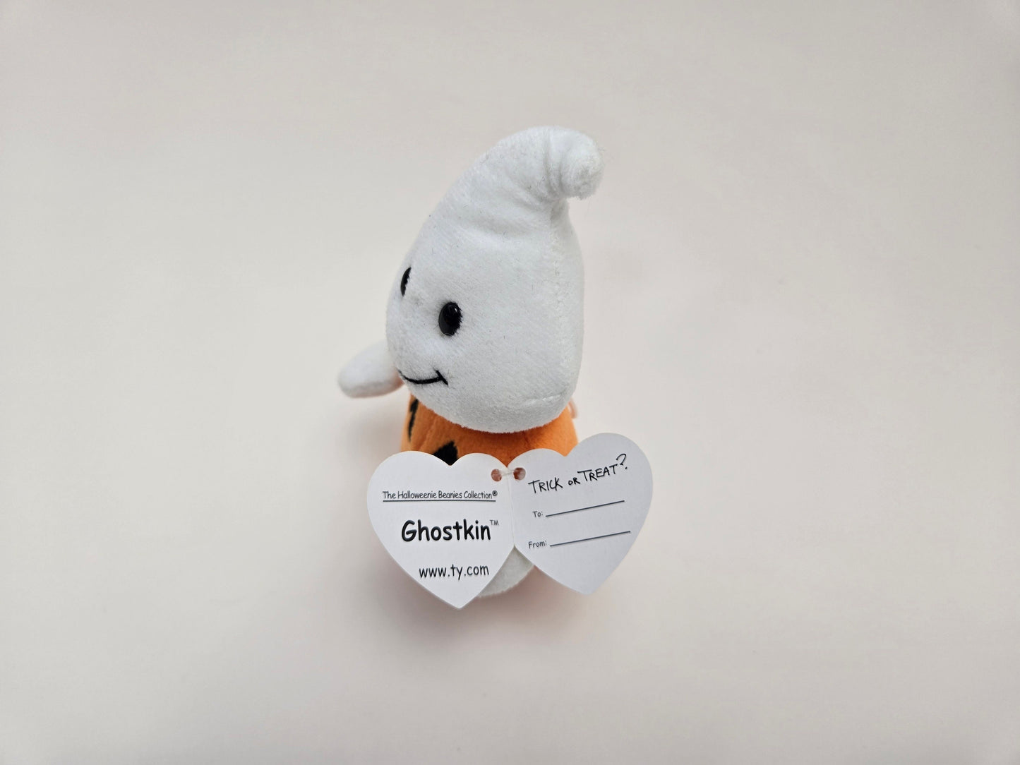 Ty Halloweenie Beanie “Ghostkin” the Pumpkin Ghost - *Small Halloweenie Beanie! (4 inch)