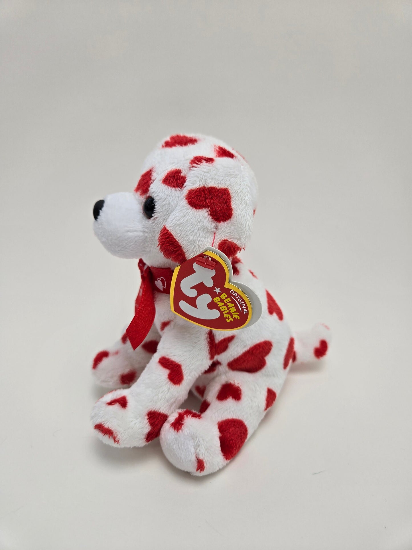 Ty Beanie Baby “Lovely” the White Dog Covered in Red Hearts (6 inch)