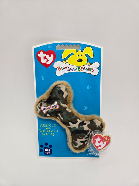 Ty Bow Wow Beanie Bone the Camo Bone - Smaller Version - Designed as a Dog Toy, Turned into a Collectors Item! (3 inch)