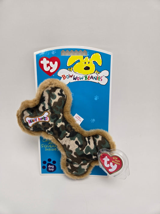 Ty Bow Wow Beanie Bone the Camo Bone - Designed as a Dog Toy, Turned into a Collectors Item! (5 inch)