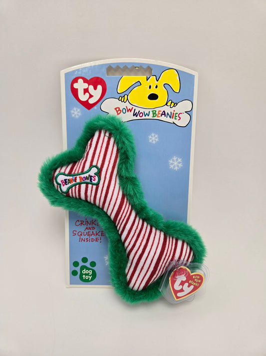 Ty Bow Wow Beanie Bone the Christmas Stripes Bone - Designed as a Dog Toy, Turned into a Collectors Item! (5 inch)