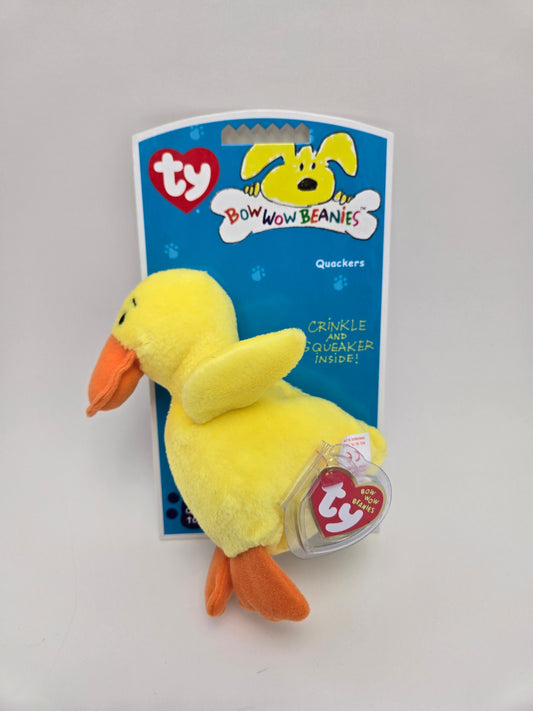 Ty Bow Wow Beanie Quackers the Duck - Designed as a Dog Toy, Turned into a Collectors Item! (5 inch)