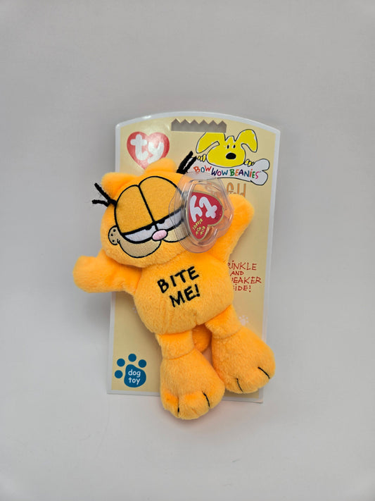 Ty Bow Wow Beanie Garfield Bite Me - Designed as a Dog Toy, Turned into a Collectors Item! (5 inch)