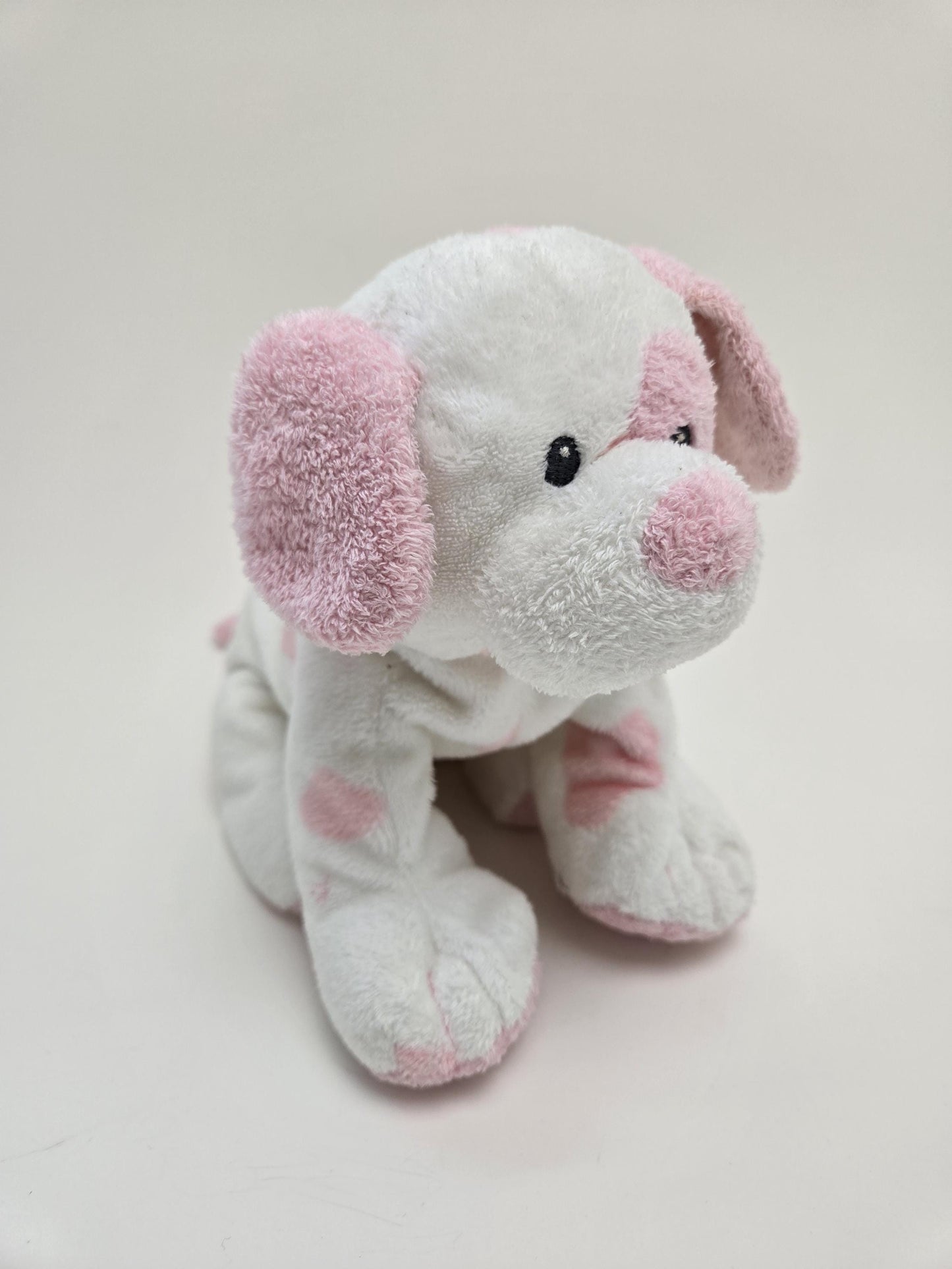 Ty Pluffies Collection “Baby Pups Pink” the Pink Polka Dotted Dog - NO Hang Tag! *Rare* (8.5 inch)