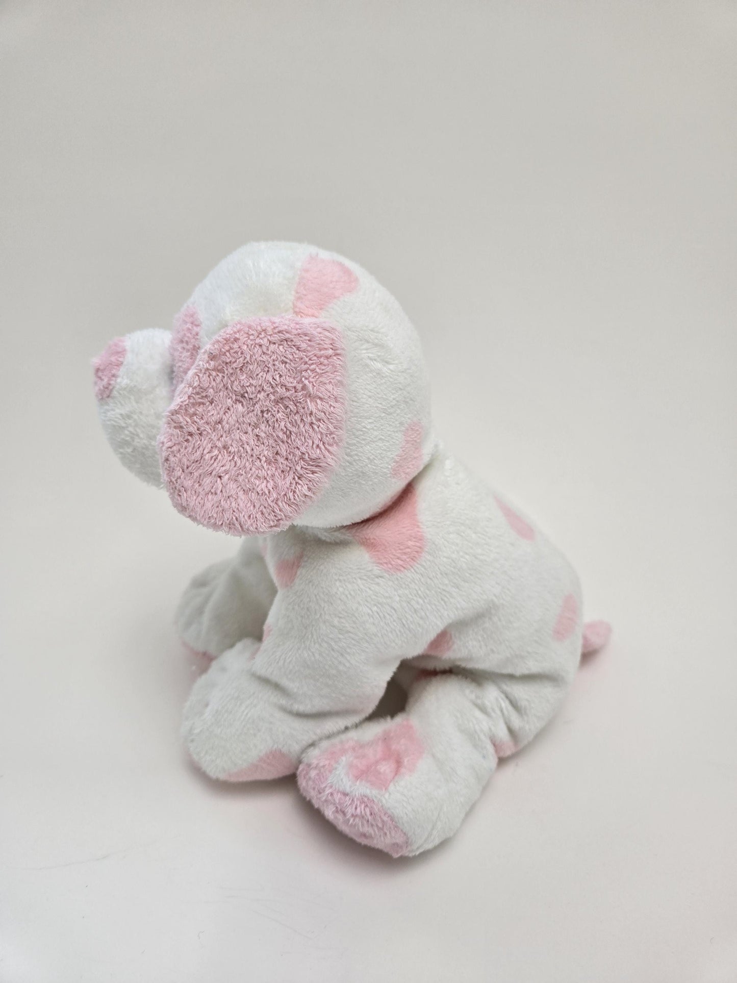 Ty Pluffies Collection “Baby Pups Pink” the Pink Polka Dotted Dog - NO Hang Tag! *Rare* (8.5 inch)