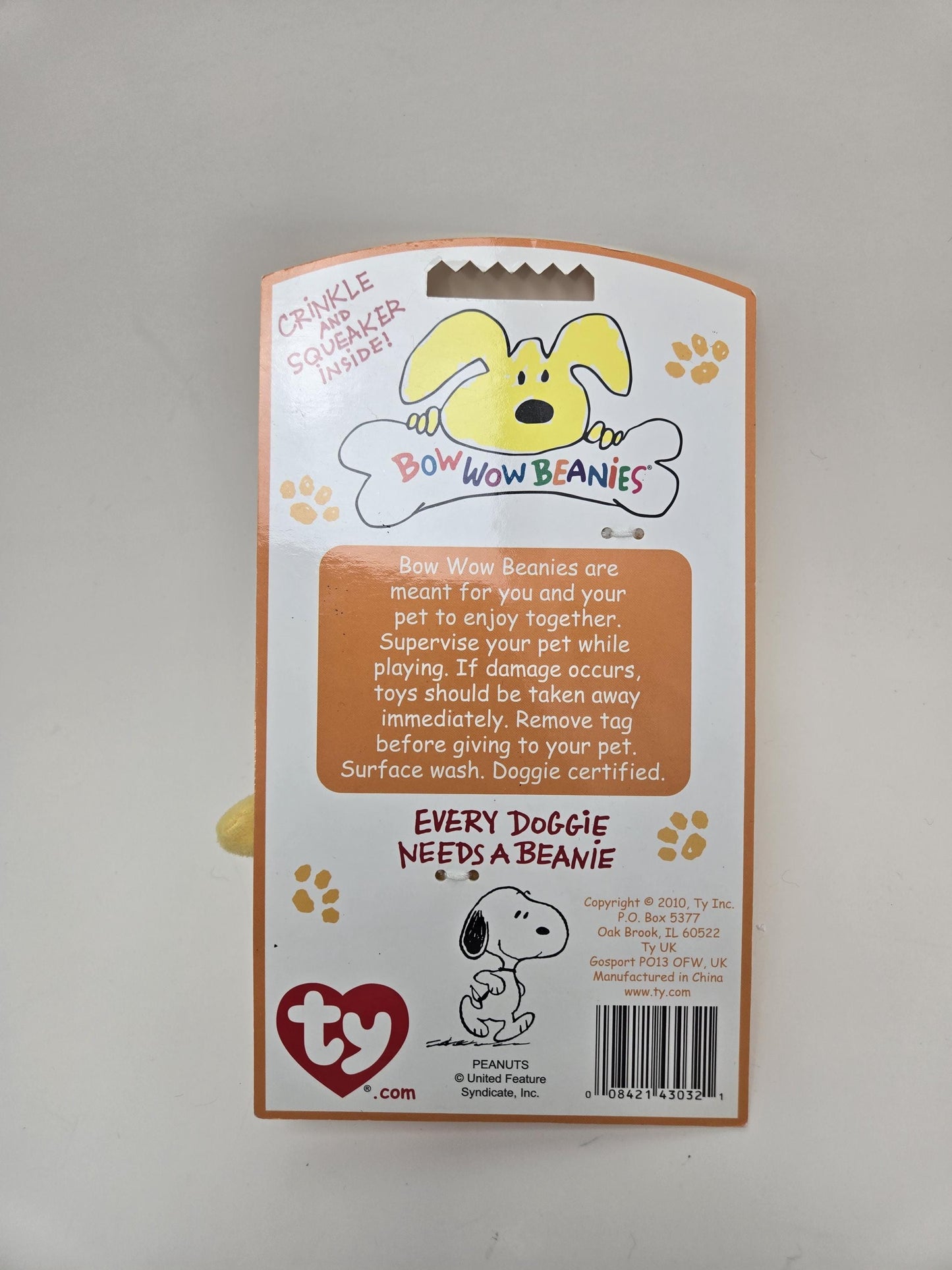 Ty Bow Wow Beanie Woodstock from Peanuts - Designed as a Dog Toy, Turned into a Collectors Item! (5 inch)