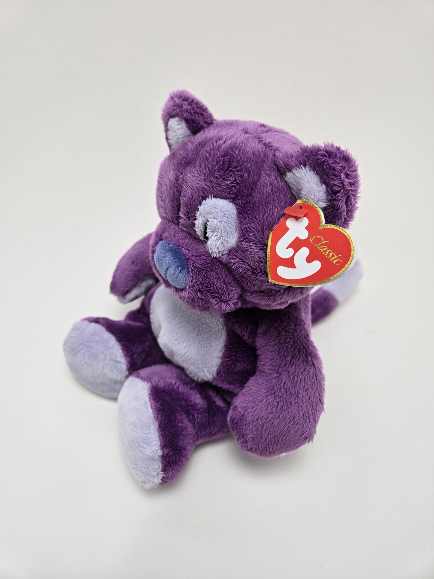 Ty Pluffies Collection “Roller” the Purple Cat *Rare* (8.5 inch)