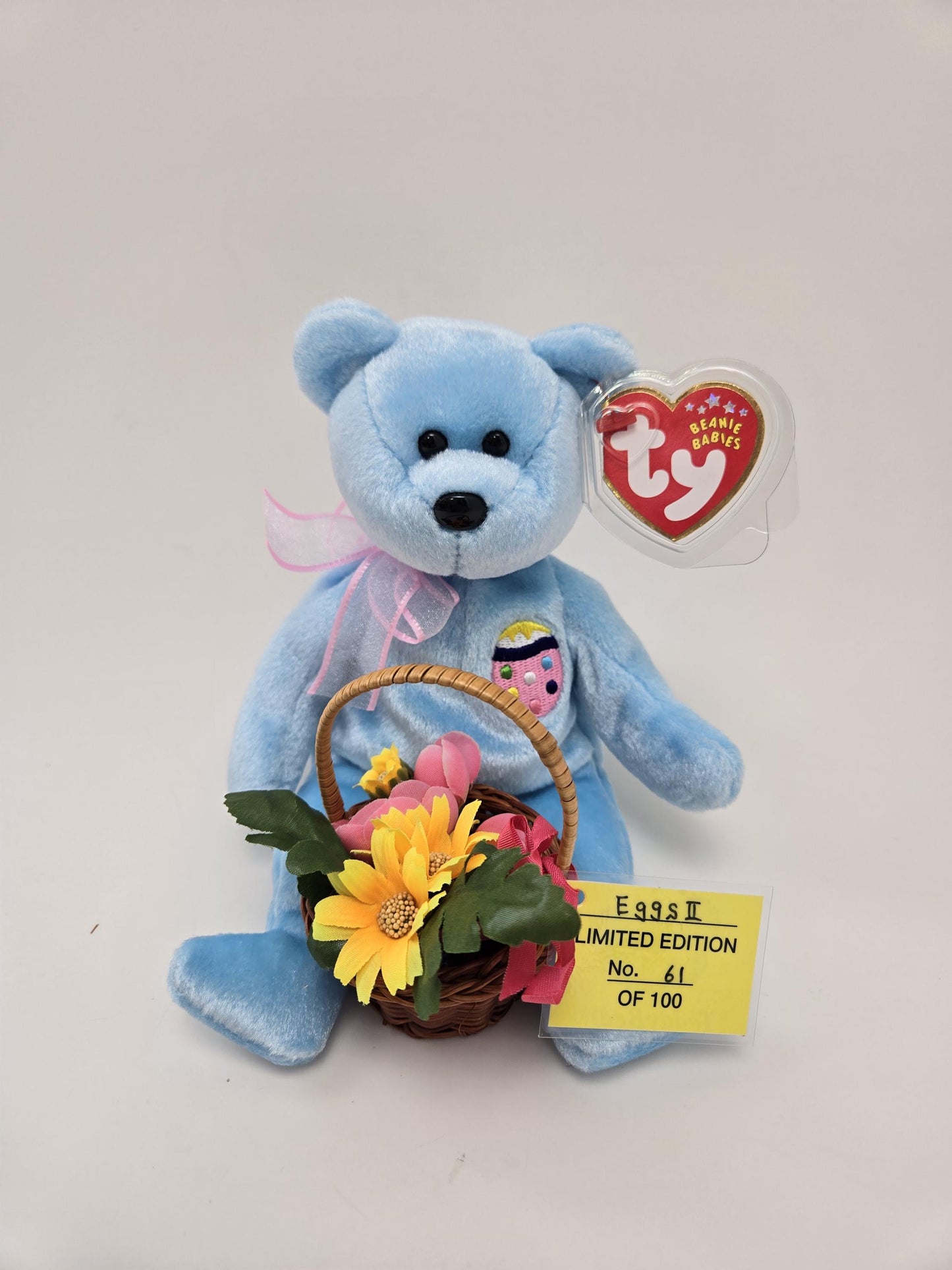 Ty Beanie Baby “Eggs II” the Blue Easter Bear  Limited Edition Japanese Exclusive Numbered 61 of 100. Splash and Sammy Ritti Bear (8.5 inch)