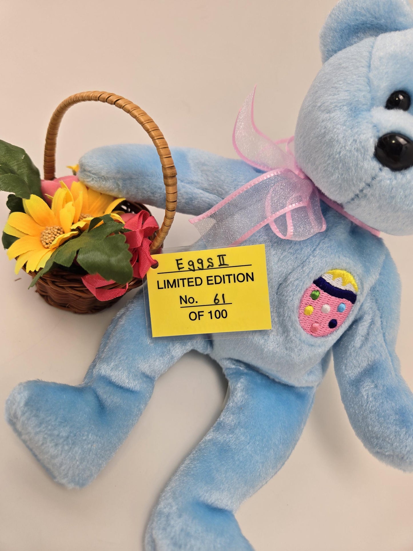 Ty Beanie Baby “Eggs II” the Blue Easter Bear  Limited Edition Japanese Exclusive Numbered 61 of 100. Splash and Sammy Ritti Bear (8.5 inch)