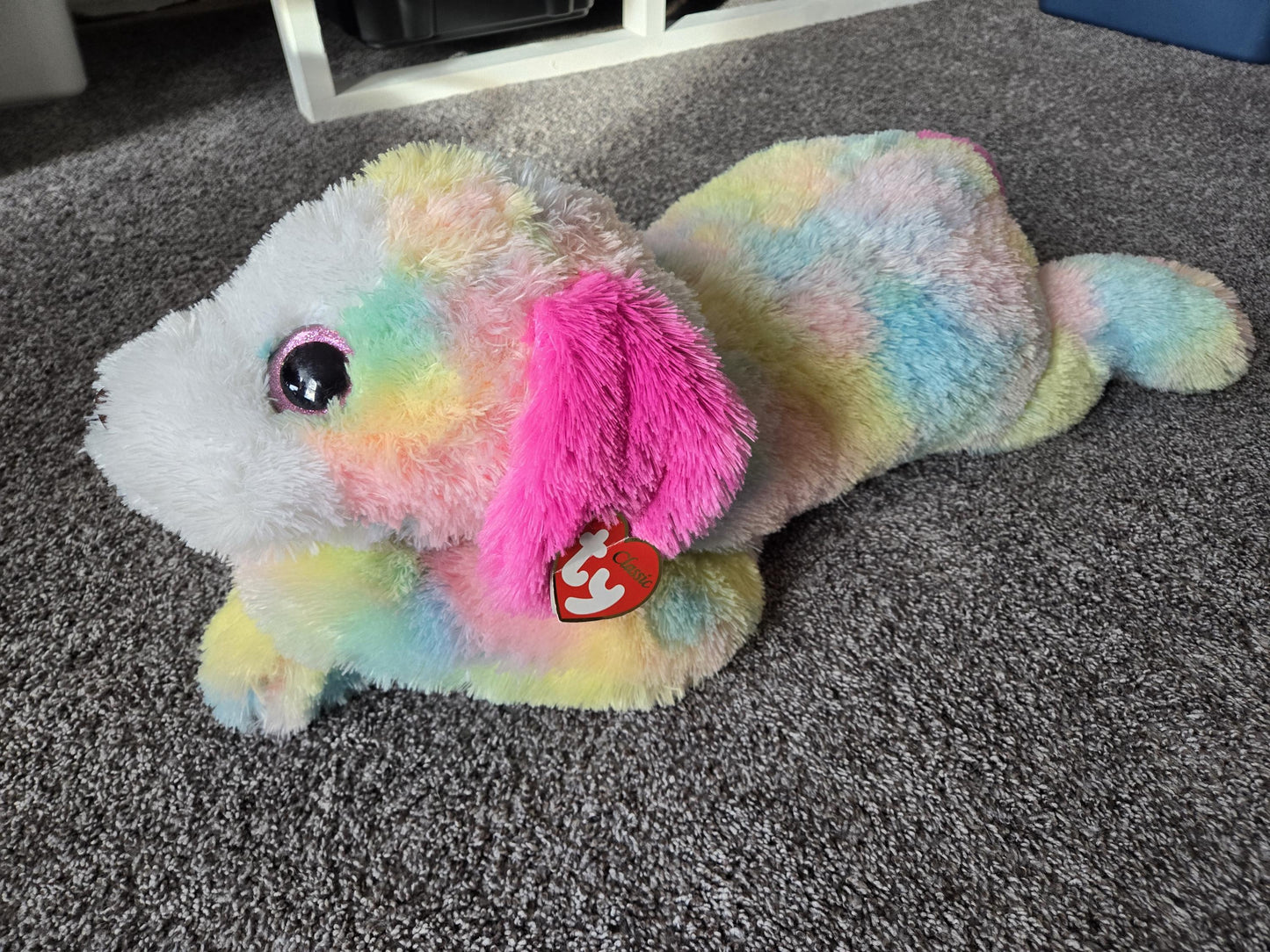 Ty Classics “Yodel” the St. Bernard Dog Plush - Rainbow Version with Non Mint Tag and Non Mint Eyes (Extra Large Huge Size 33 inch!!) Rare!