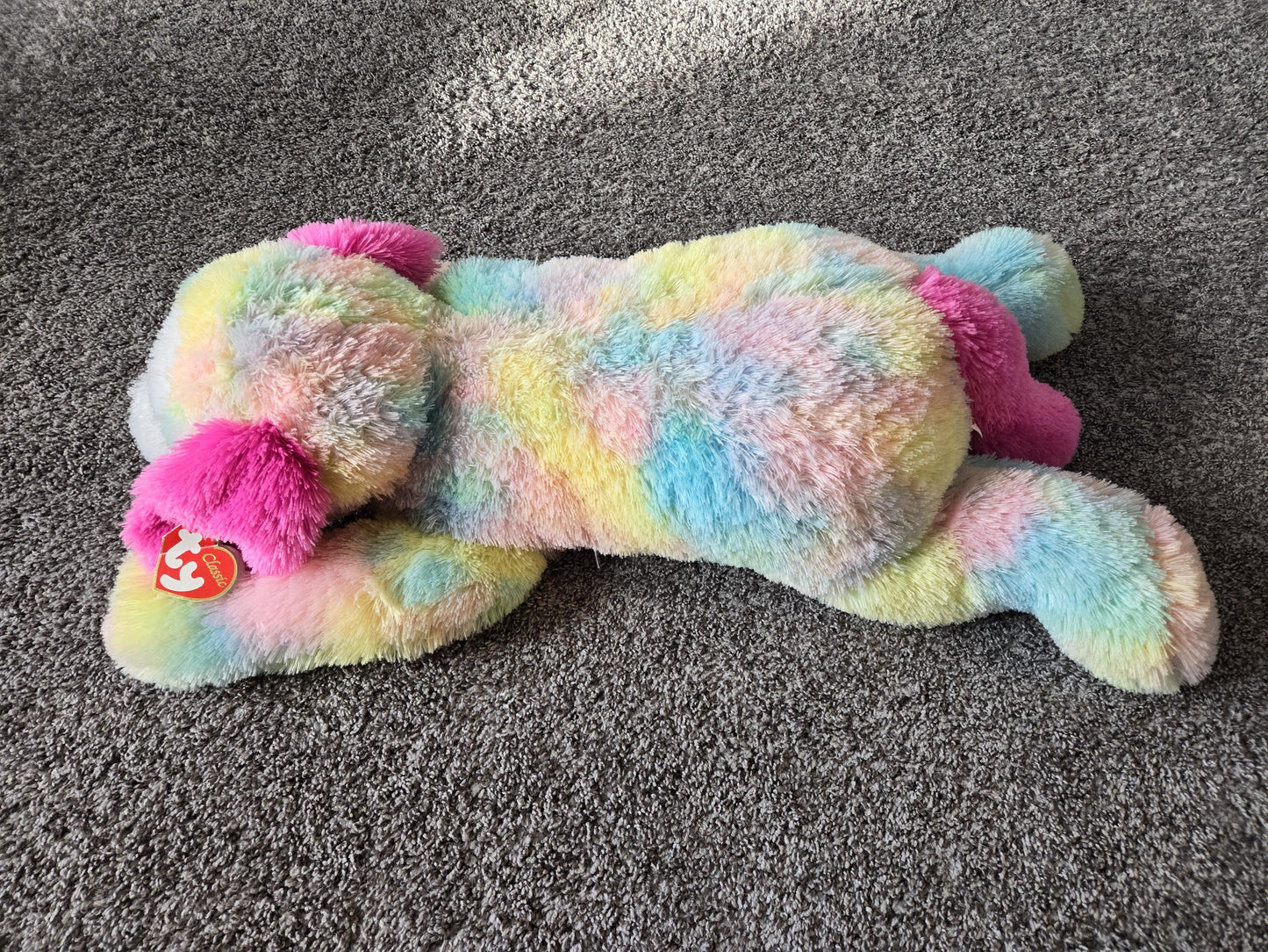 Ty Classics “Yodel” the St. Bernard Dog Plush - Rainbow Version with Non Mint Tag and Non Mint Eyes (Extra Large Huge Size 33 inch!!) Rare!