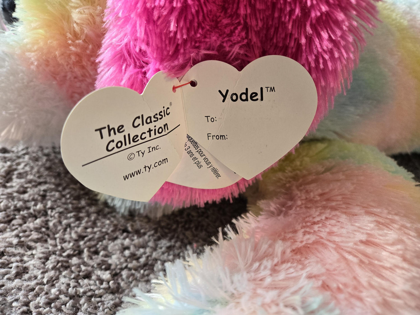 Ty Classics “Yodel” the St. Bernard Dog Plush - Rainbow Version with Non Mint Tag and Non Mint Eyes (Extra Large Huge Size 33 inch!!) Rare!