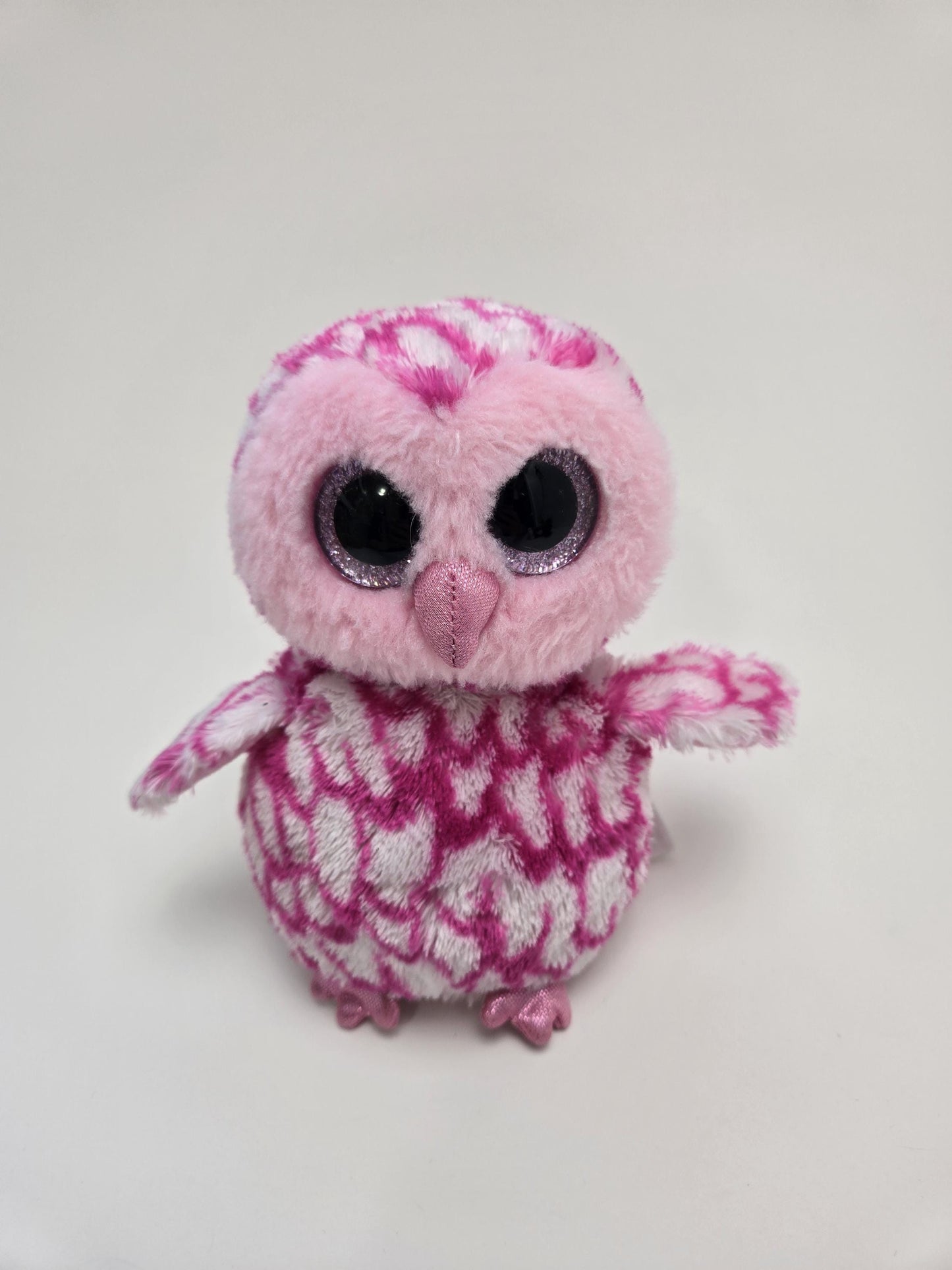 TY Beanie Boo “Pinky” the Pink Owl with Glitter Eyes - No Hang Tag (6 inch)